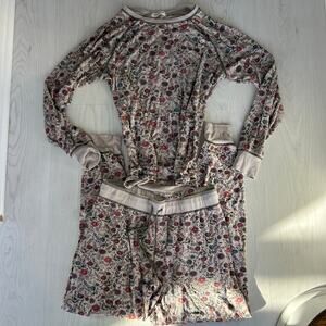 Natural Life Floral Pajama PJ Set Cozy Slouchy Ribbed Thermal Size Medium